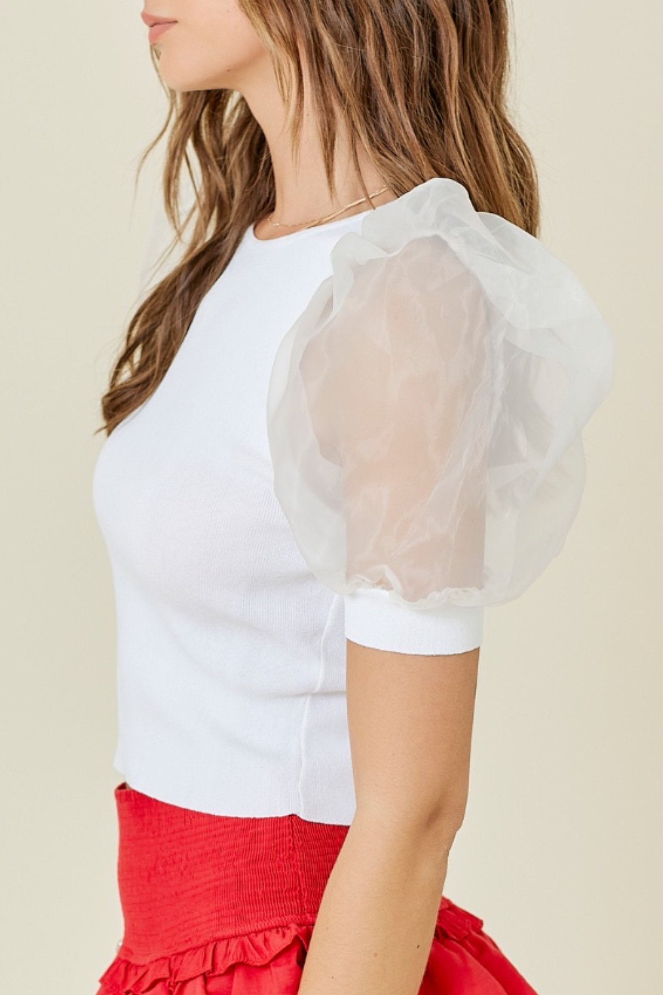 Puff Sleeve top in Ivory - J. Cole Shoesday + MoonPuff Sleeve top in Ivory