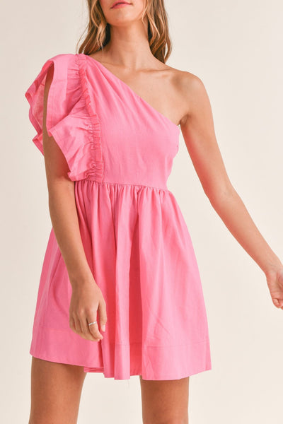 Mable: Ruffle One Shoulder Mini Dress