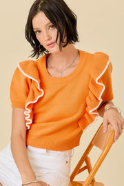 Ruffle Orange Sweater - J. Cole ShoesDAY + MOONRuffle Orange Sweater
