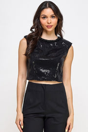 Sequin Stud Neck Trim Top - J. Cole ShoesMilk & HoneySequin Stud Neck Trim Top