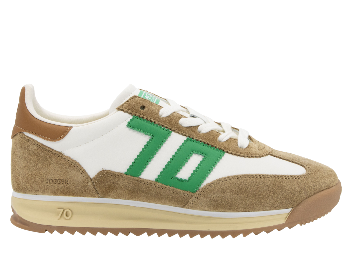 Back 70: JOGGER M in WHITE CAMEL GREEN Sneakers