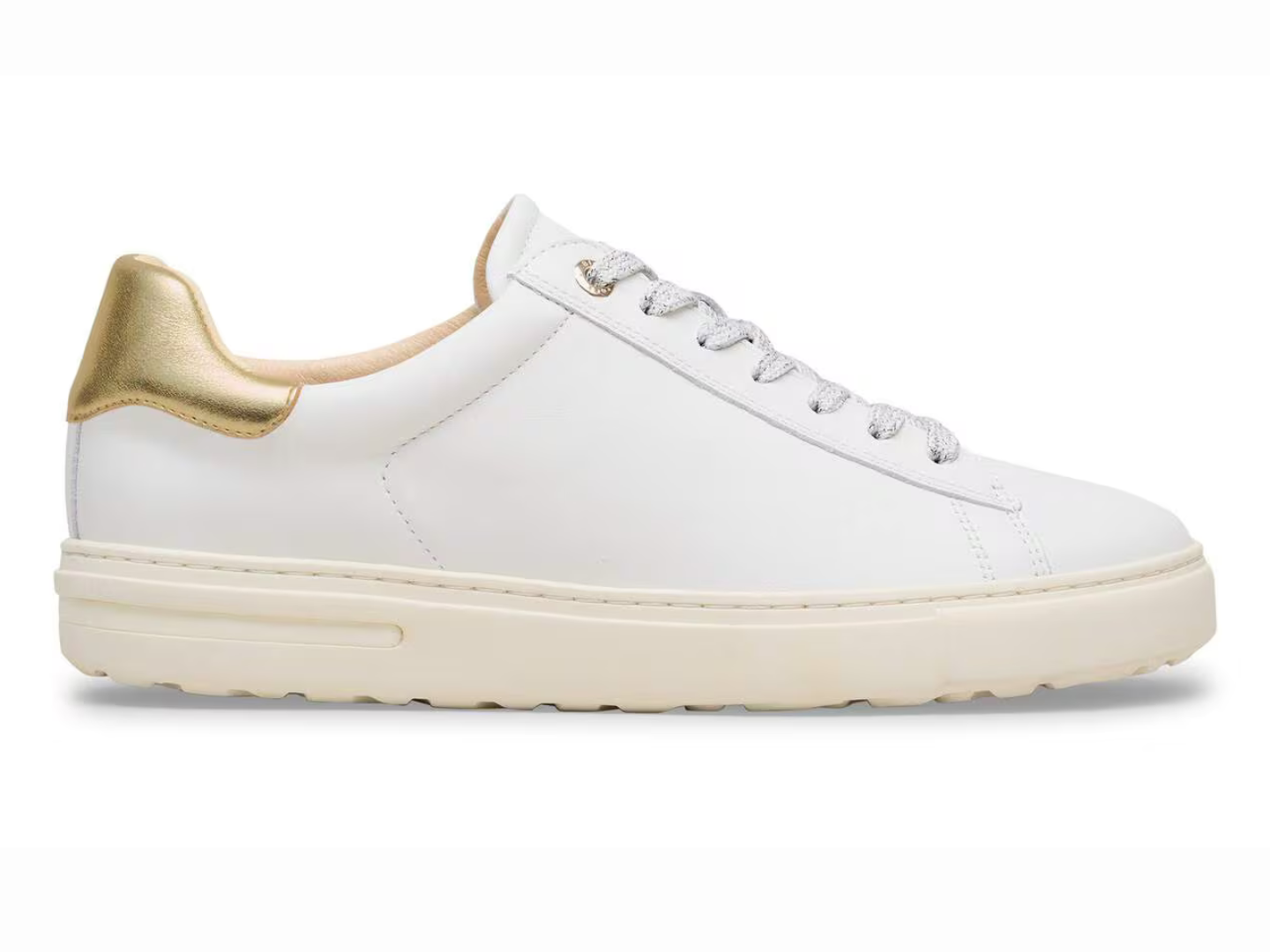 Birkenstock: Bend Low in White/Metallic Gold