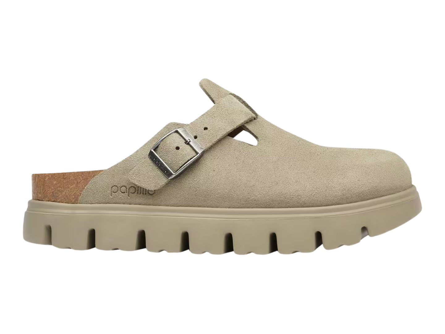 Birkenstock Women's Boston Chunky Taupe Suede Narrow Clog Slip On