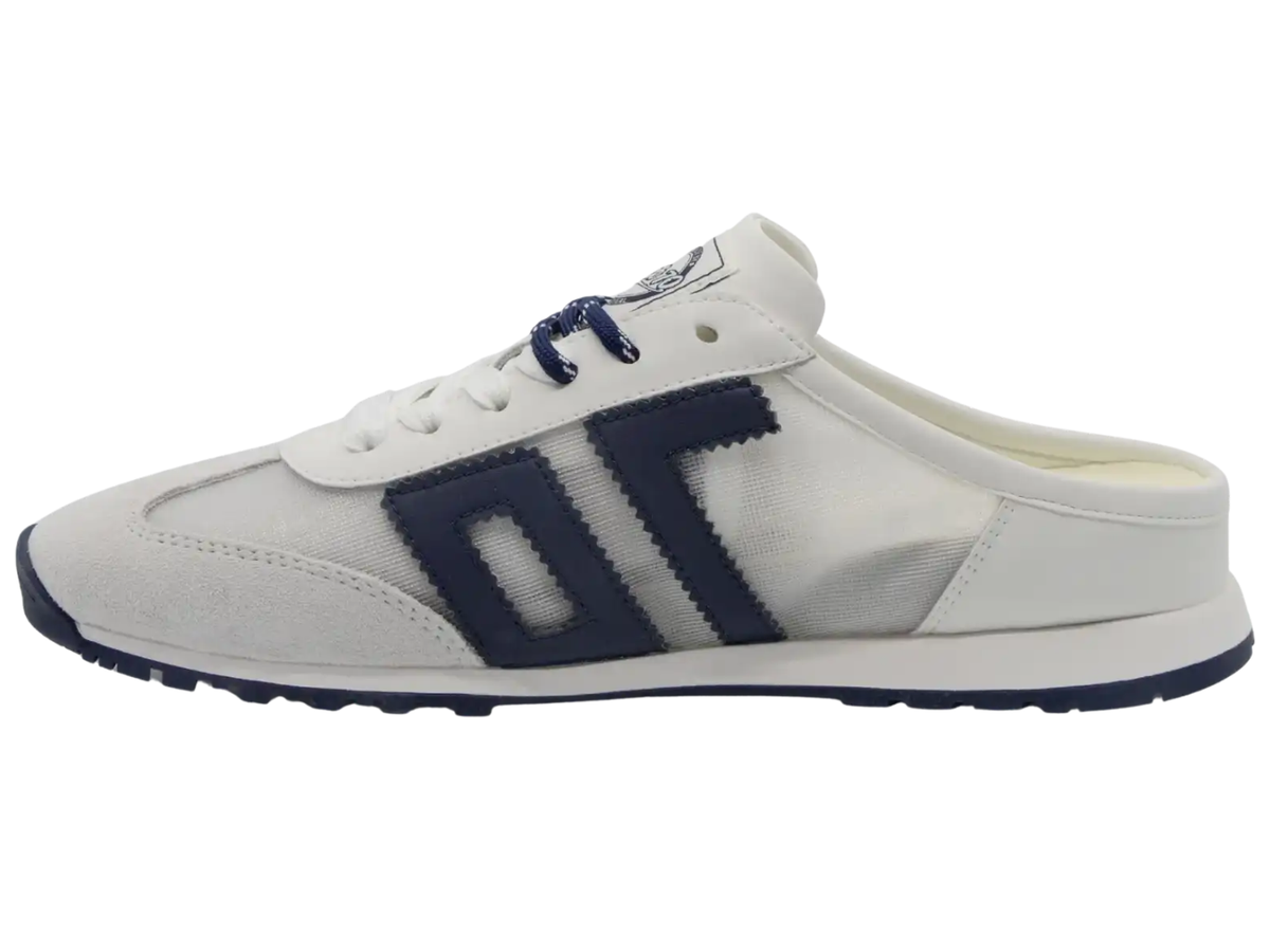 Back 70: VENICE in WHITE NAVY Backless Sneakers