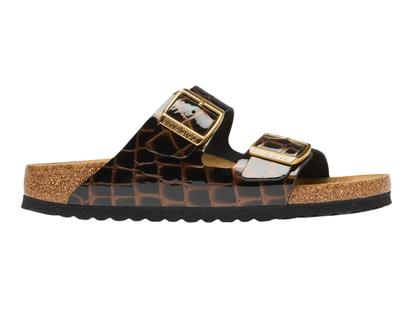 Birkenstock Women's Arizona Leather Emboss Animal Black Sandal