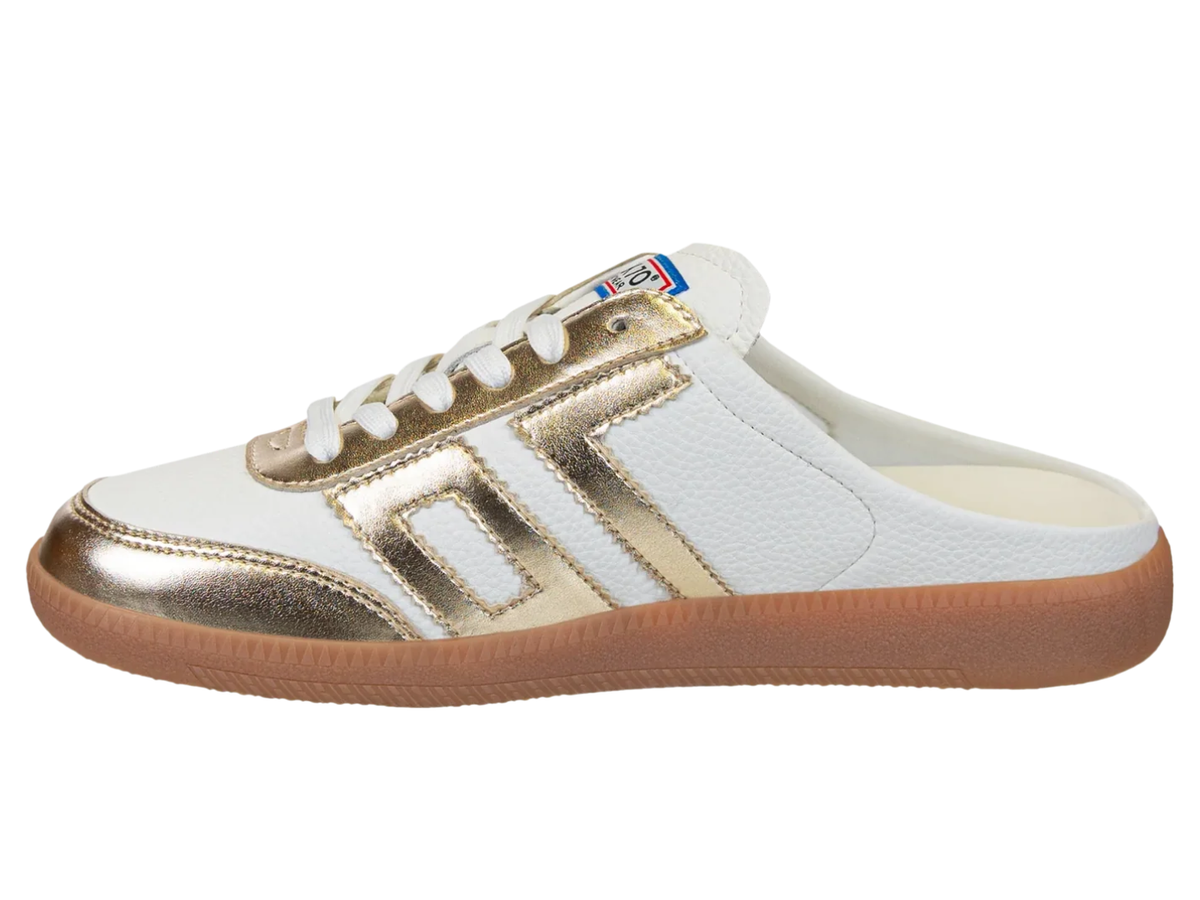 white and gold back 70 sneaker at jcole shoes tulsa