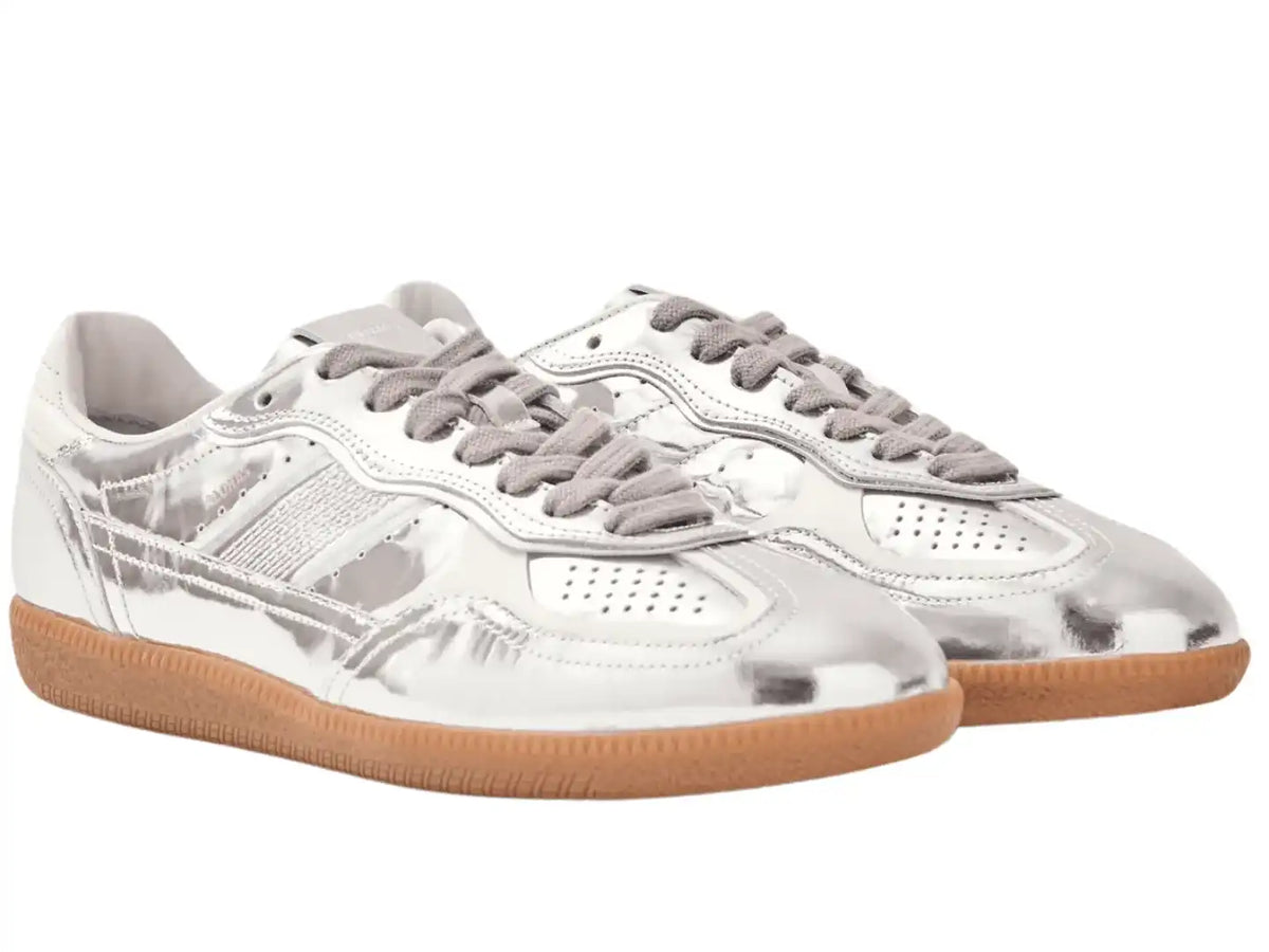 Alohas: TB.490 RIFE SHIMMER SILVER CREAM LEATHER SNEAKERS - J 