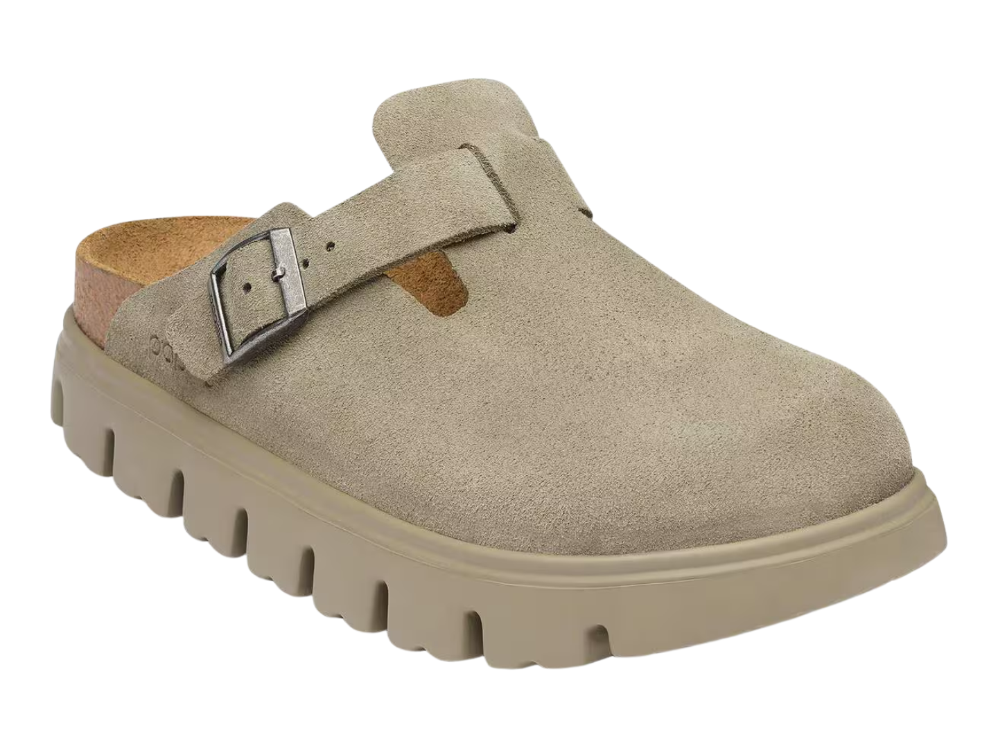 Birkenstock Women's Boston Chunky Taupe Suede Narrow Clog Slip On