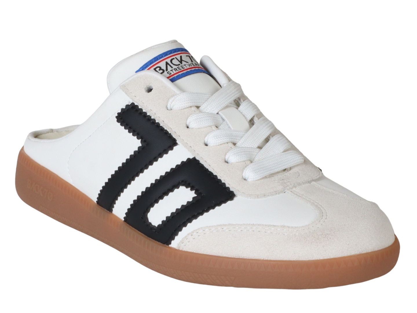 EASTER in WHITE BLACK Backless Sneakers Back 70 Sneakers at Jcole shoes Tulsa and Stillwater 