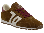 A brown suede sneaker with a large white '70' on the side, burgundy laces, and a white midsole, shown against a plain white background.