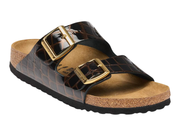 Birkenstock Women's Arizona Leather Emboss Animal Black Sandal