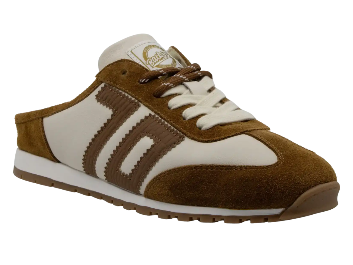 brown suede and white backless back 70 at jcole shoes tulsa
