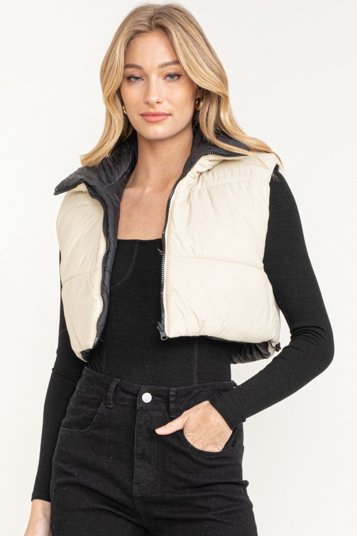 Sleeveless Puffer Vest in Light Taupe - J. Cole ShoesCLOUD TENSleeveless Puffer Vest in Light Taupe