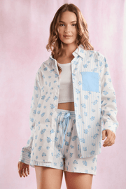 Stripe and floral mixed cotton poplin shirt - J. Cole ShoesPEACH LOVE CALIFORNIAStripe and floral mixed cotton poplin shirt