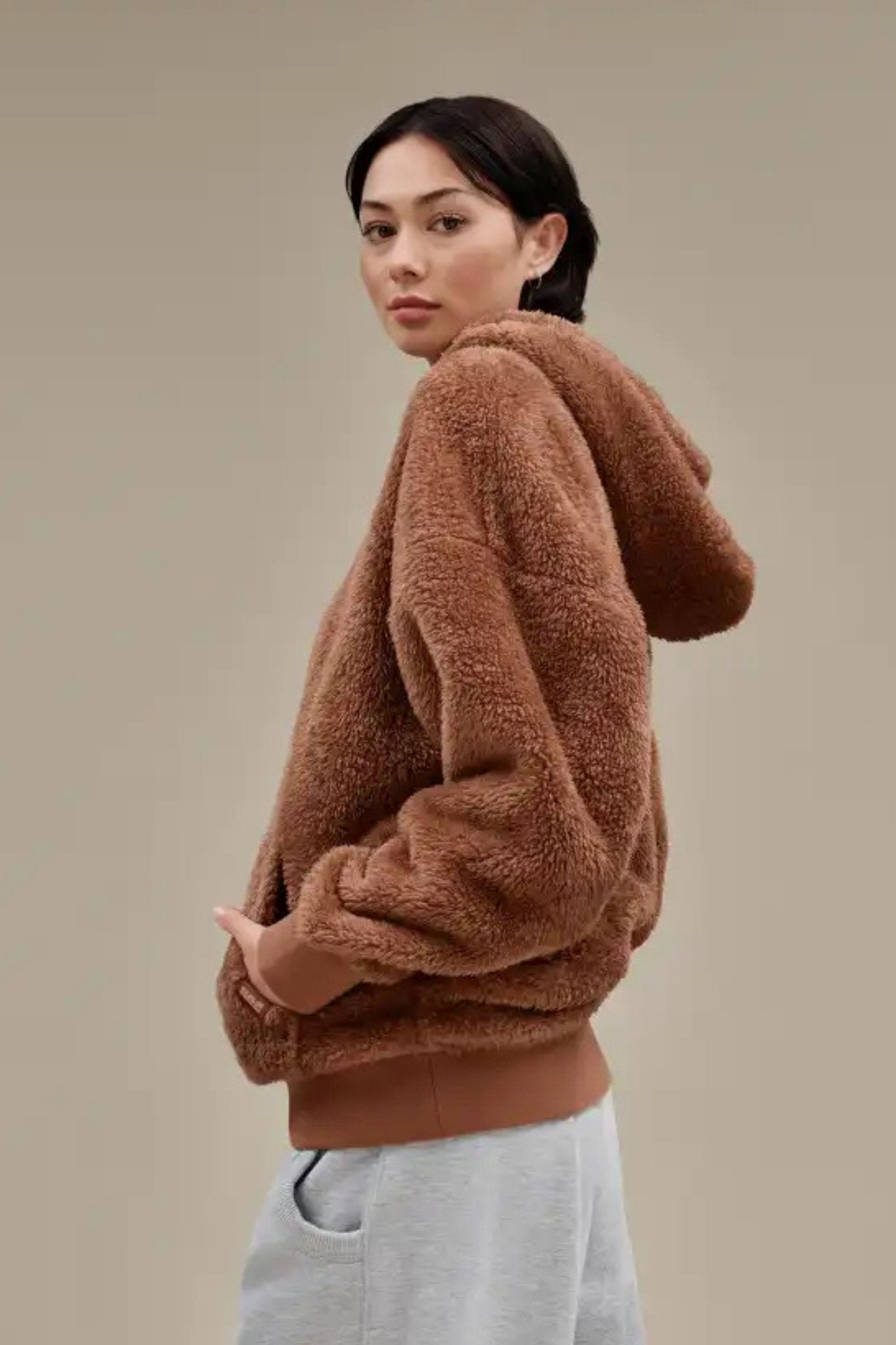 Ugg: Loyra Sherpa Hoodie in Cedar Bark - J. Cole ShoesUGGUgg: Loyra Sherpa Hoodie in Cedar Bark