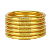 Budha Girl: Gold All Weather Bangles (Set of 6) - Serenity Prayer