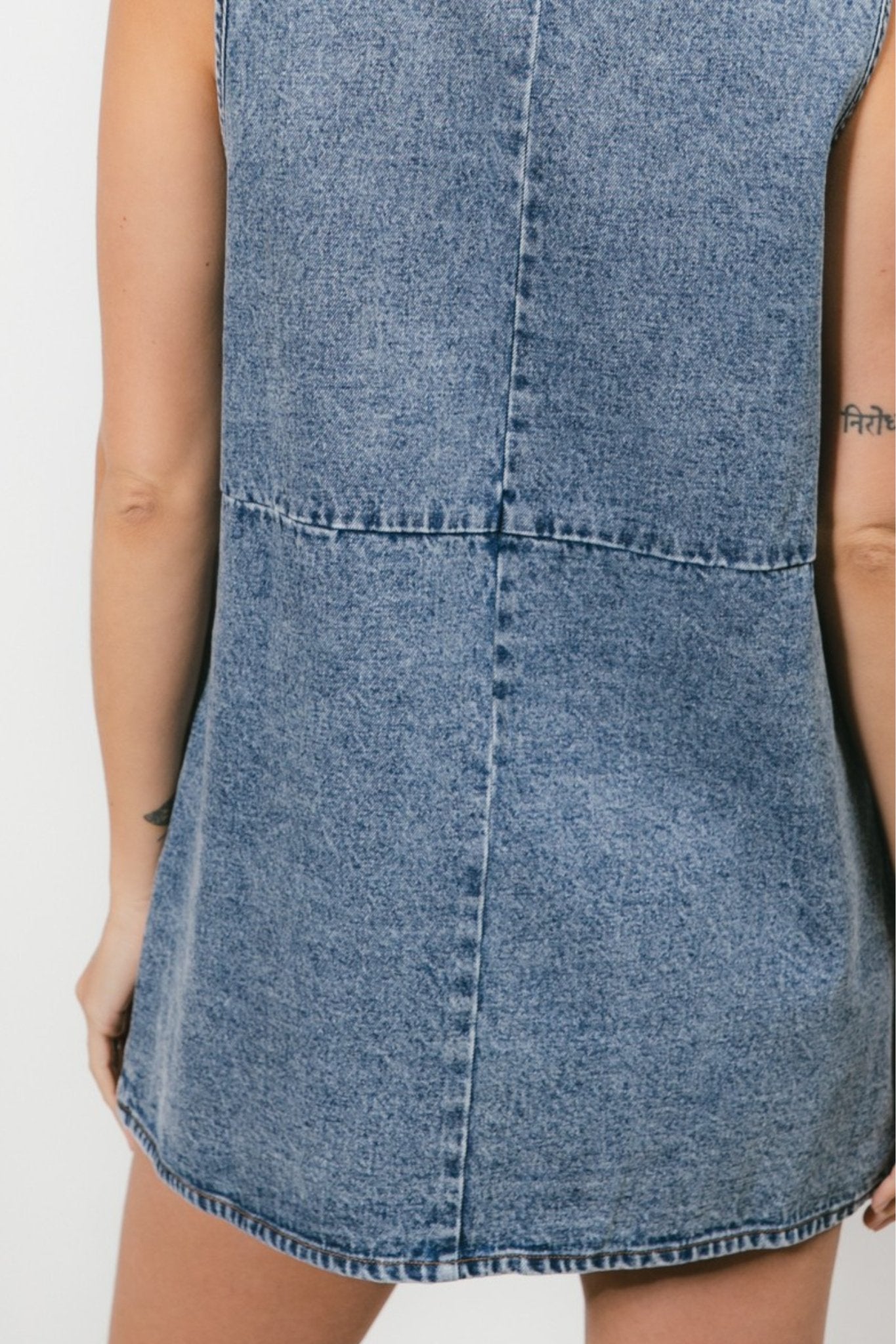 Washed Denim Long Rider Vest - J. Cole ShoesBibiWashed Denim Long Rider Vest