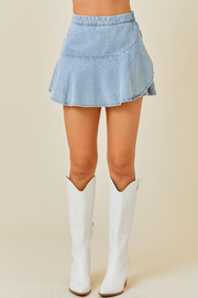 Wrapped Skort in Washed Denim - J. Cole ShoesDAY + MOONWrapped Skort in Washed Denim