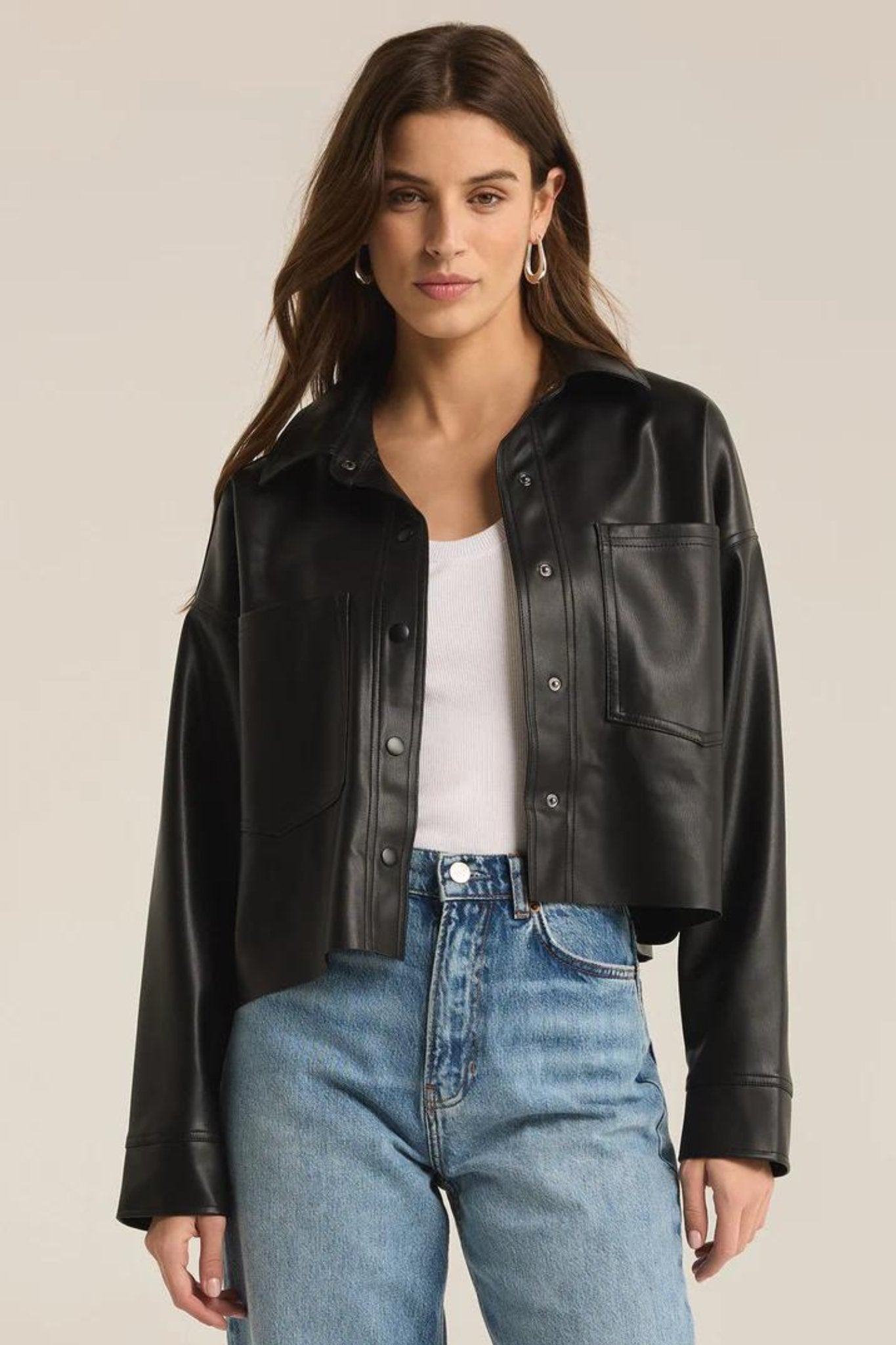 Z Supply: All Day Faux Leather Jacket in Black - J. Cole Shoes