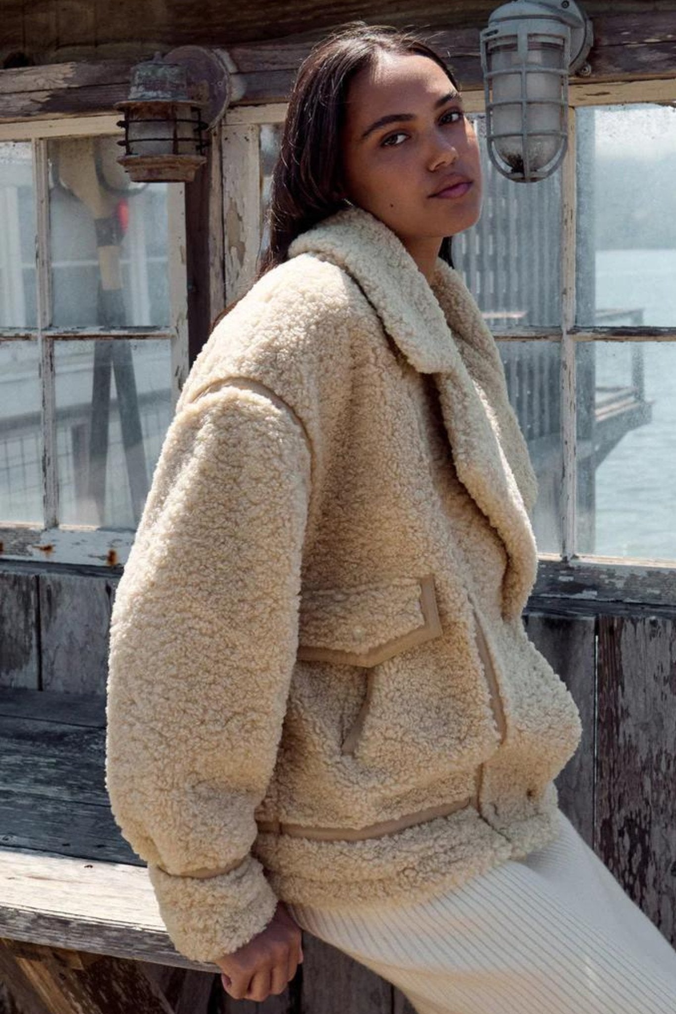 Z Supply: Ari Sherpa Coat in Fossil - J. Cole Shoes