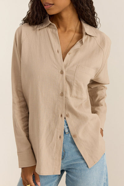 Z Supply: The Perfect Linen Top in Putty - J. Cole ShoesZ SUPPLYZ Supply: The Perfect Linen Top in Putty