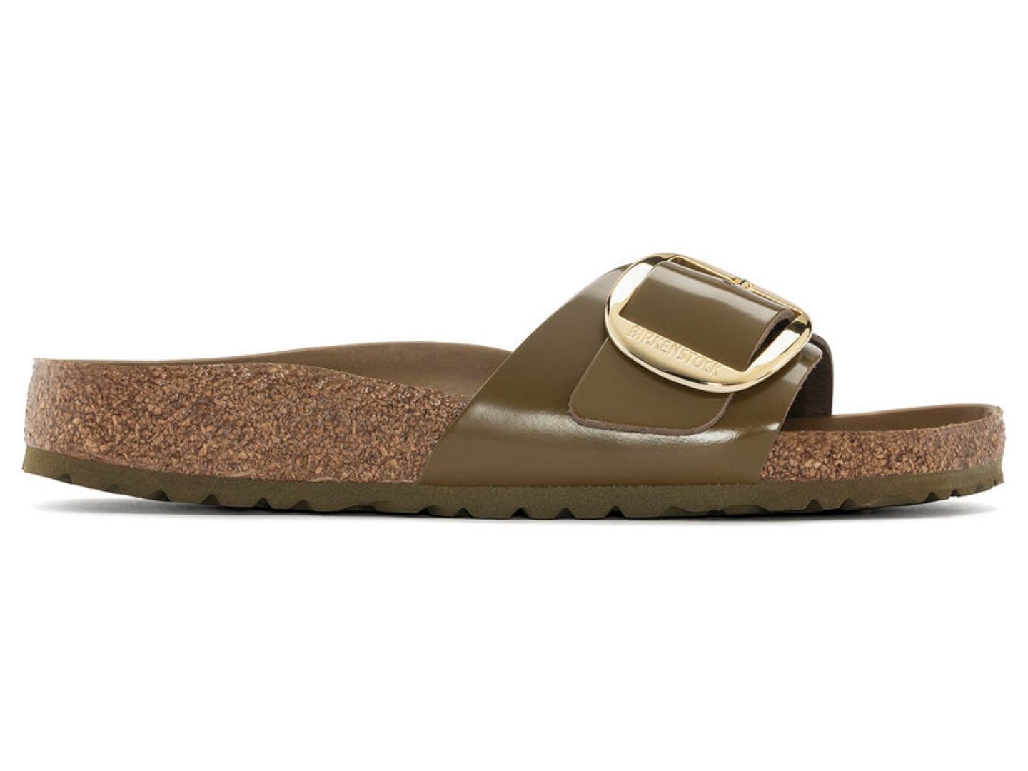 Birkenstock: Madrid Big Buckle High Shine Mud Green - J. Cole ShoesBIRKENSTOCKBirkenstock: Madrid Big Buckle High Shine Mud Green