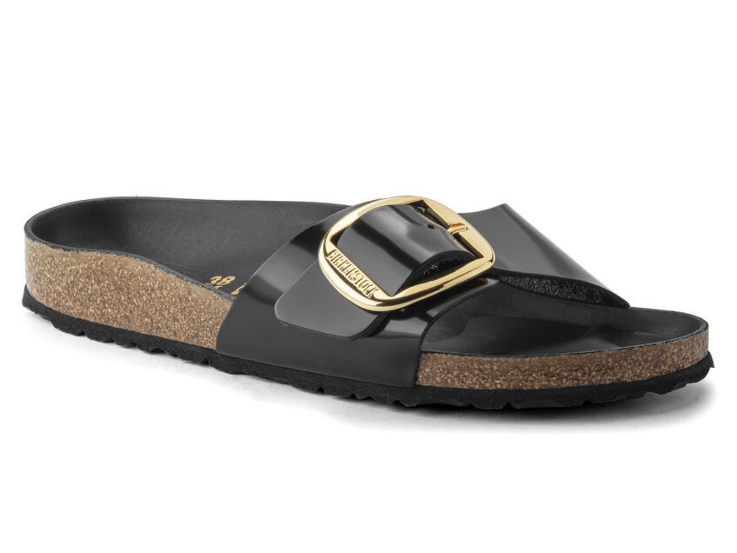 Birkenstock: Madrid Big Buckle in High Shine Black - J. Cole Shoes