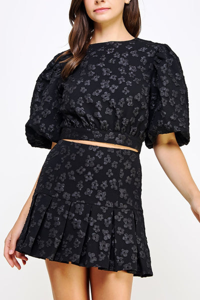 Floral Jacquard Puff Sleeve top - J. Cole ShoesSTRUT AND BOLTFloral Jacquard Puff Sleeve top