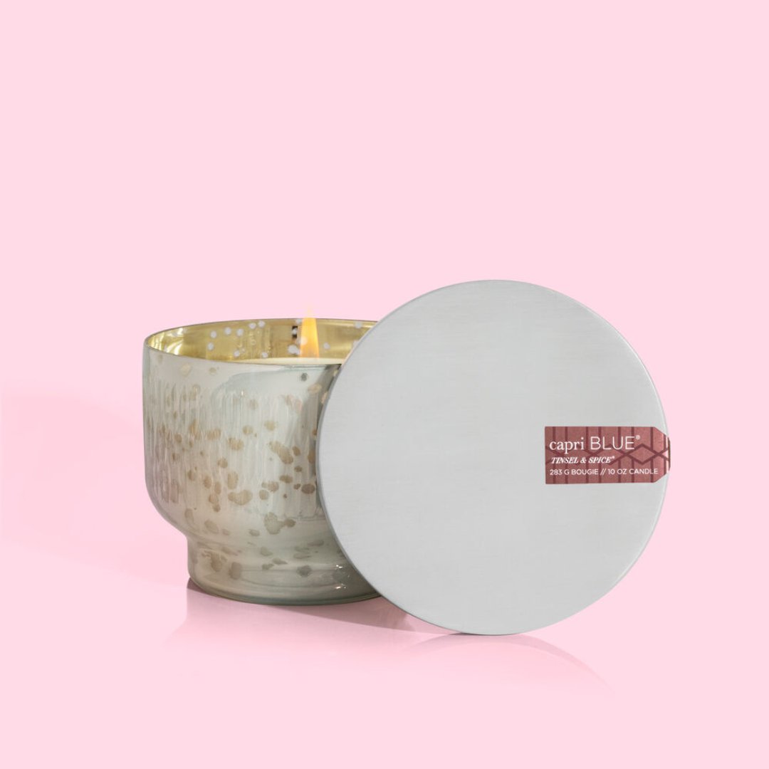 Holiday Tinsel & Spice Mercury Inverted Jar 10 oz - J. Cole ShoesCAPRI BLUEHoliday Tinsel & Spice Mercury Inverted Jar 10 oz