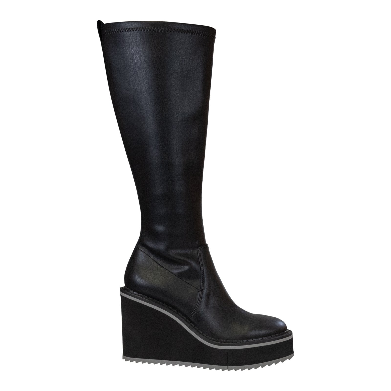 Naked Feet: APEX in BLACK Wedge Knee High Boots - J. Cole ShoesNAKED FEETNaked Feet: APEX in BLACK Wedge Knee High Boots