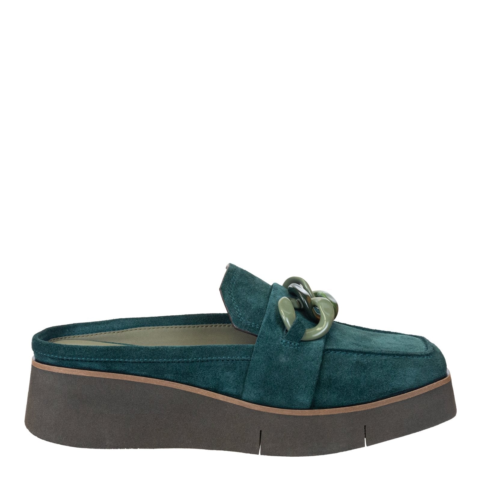 Naked Feet: ELECT in EMERALD Platform Mules - J. Cole ShoesNAKED FEETNaked Feet: ELECT in EMERALD Platform Mules