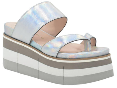 Naked Feet: FLUX in SILVER Wedge Sandals - J. Cole ShoesNAKED FEET