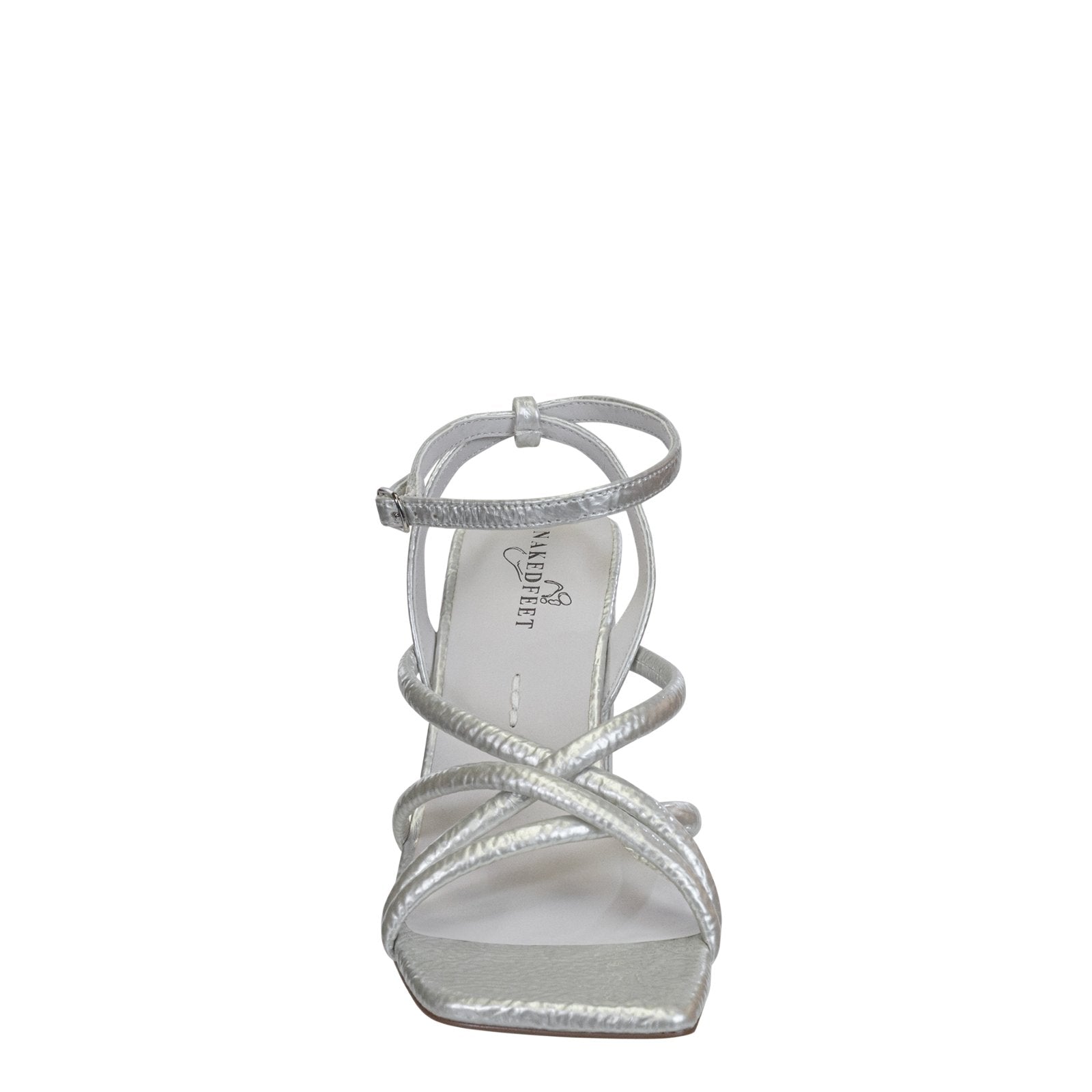 Naked Feet: MOOD in SILVER Heeled Sandals - J. Cole ShoesNAKED FEETNaked Feet: MOOD in SILVER Heeled Sandals