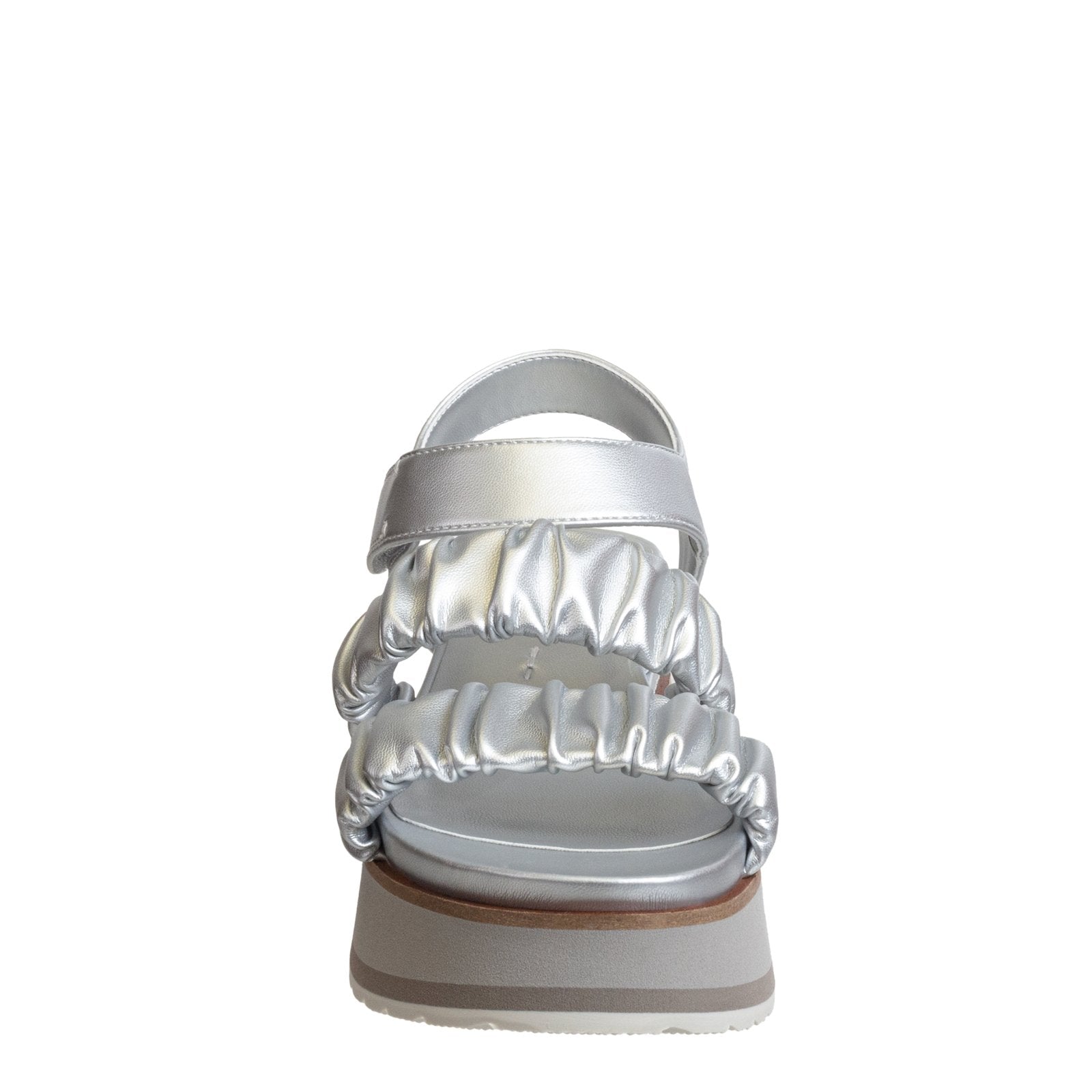 Naked Feet: SENSOR in SILVER Platform Sandals - J. Cole ShoesNAKED FEETNaked Feet: SENSOR in SILVER Platform Sandals