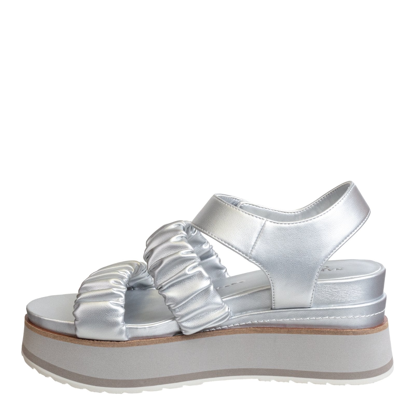 Naked Feet: SENSOR in SILVER Platform Sandals - J. Cole ShoesNAKED FEETNaked Feet: SENSOR in SILVER Platform Sandals