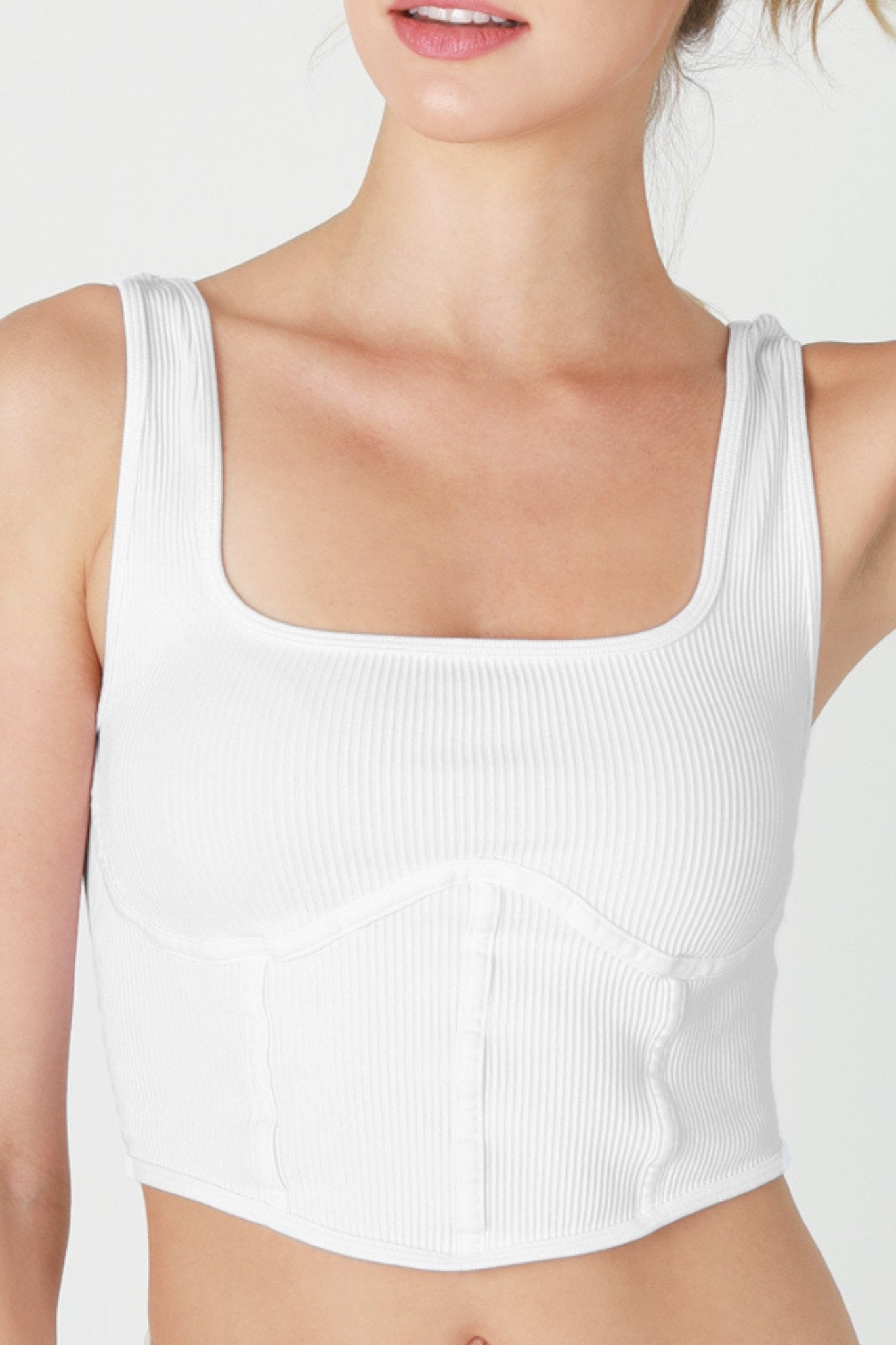 Nikibiki: Ribbed Square Neck Corset Top - J. Cole ShoesNIKIBIKINikibiki: Ribbed Square Neck Corset Top