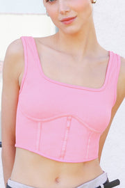 Nikibiki: Ribbed Square Neck Corset Top - J. Cole ShoesNIKIBIKINikibiki: Ribbed Square Neck Corset Top