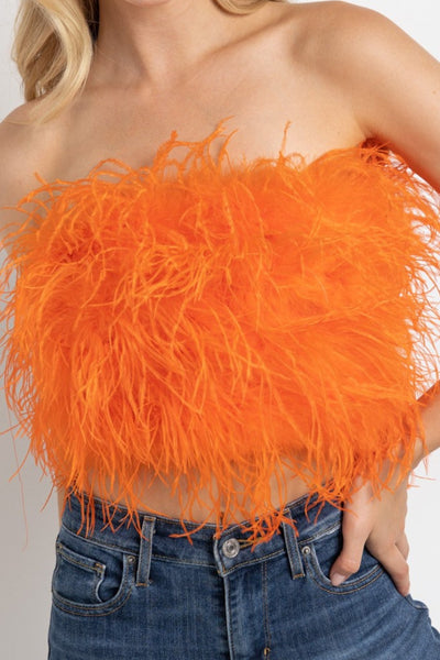 Orange Feather Top - J. Cole ShoesSWEET GENERISOrange Feather Top