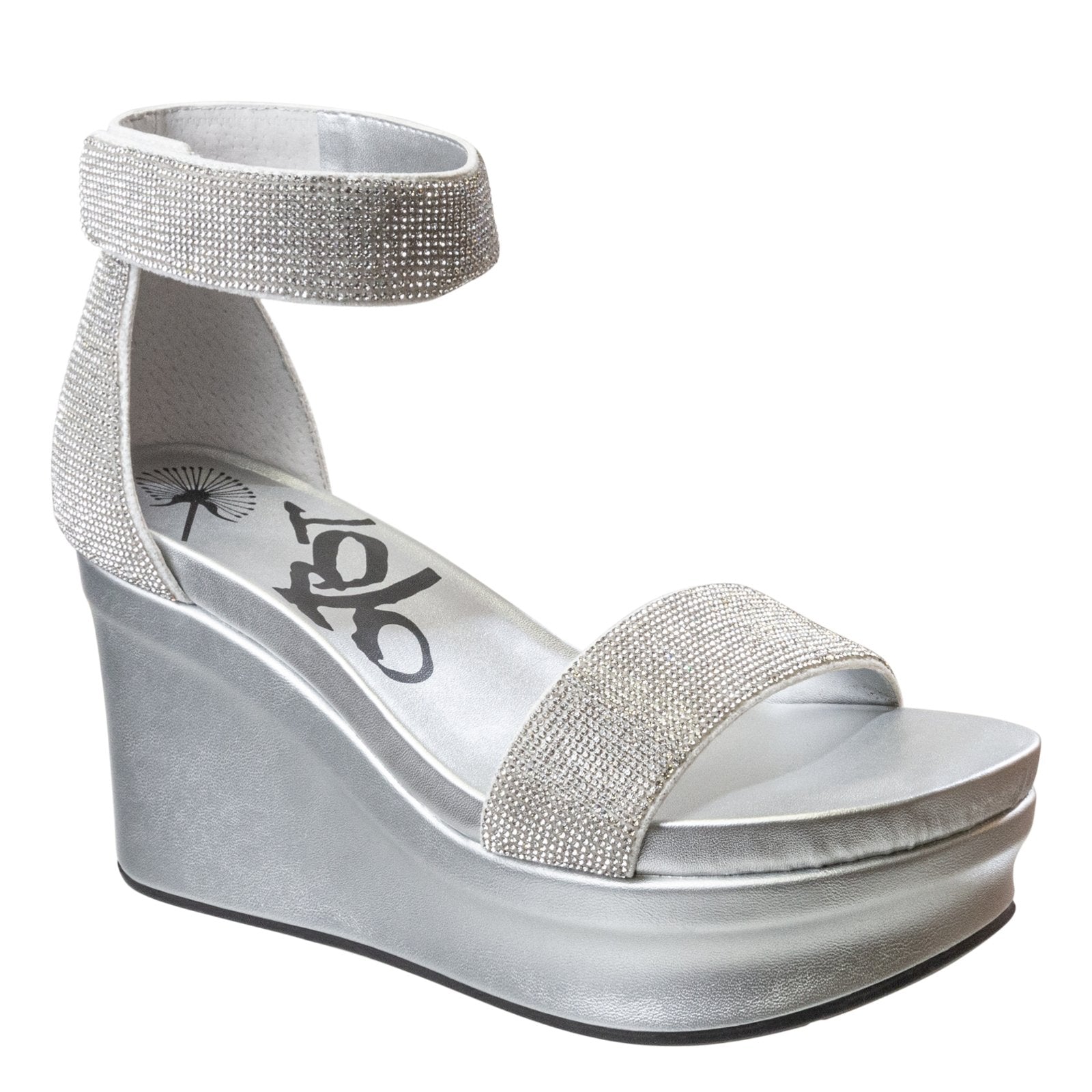 OTBT STATUS in SILVER Wedge Sandals J. Cole Shoes