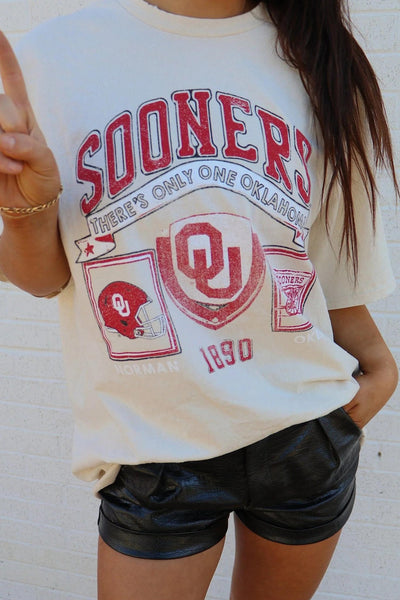 OU Prep Patch Thrifted Tee - J. Cole ShoesLIVY LUOU Prep Patch Thrifted Tee