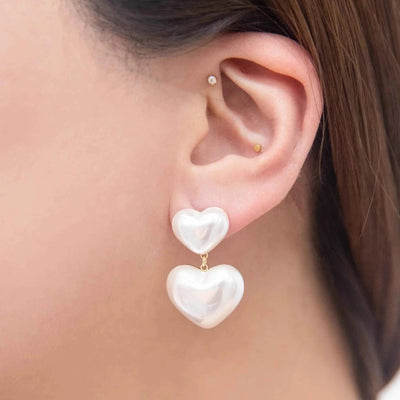 Pearl heart Dangle Earrings - J. Cole ShoeslovodaPearl heart Dangle Earrings