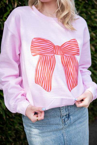 Pink & Red Bow Sweatshirt in Pink - J. Cole ShoesHATS BY MADIPink & Red Bow Sweatshirt in Pink