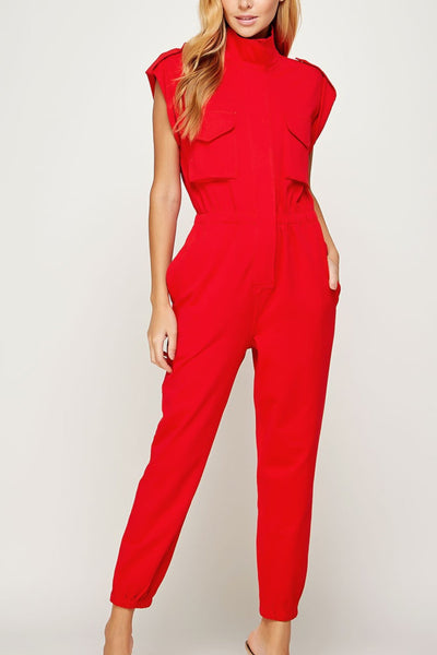 Red Cargo Jumpsuit - J. Cole ShoesSTRUT AND BOLTRed Cargo Jumpsuit