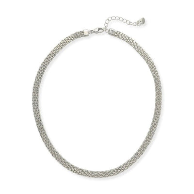 Rhodium Woven Necklace in Silver S1N015R - J. Cole ShoesOMG BlingsRhodium Woven Necklace in Silver S1N015R