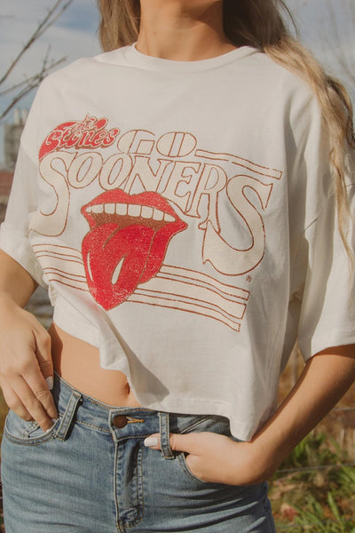 Rolling Stones GO Sooners Stoned Cropped Tee - J. Cole ShoesLIVY LURolling Stones GO Sooners Stoned Cropped Tee
