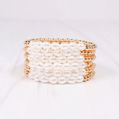 Tambyln Pearl Bracelet Set in Gold - J. Cole ShoesCAROLINE HILLTambyln Pearl Bracelet Set in Gold