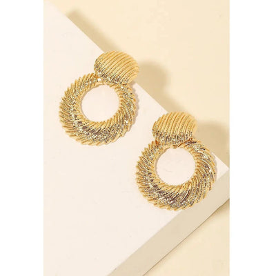 Textured Metallic Round Dangle Earrings - J. Cole ShoesANARCHY STREETTextured Metallic Round Dangle Earrings