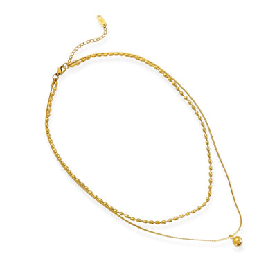 Thin Double Chain Necklace in Gold S6N158G - J. Cole ShoesOMG BlingsThin Double Chain Necklace in Gold S6N158G