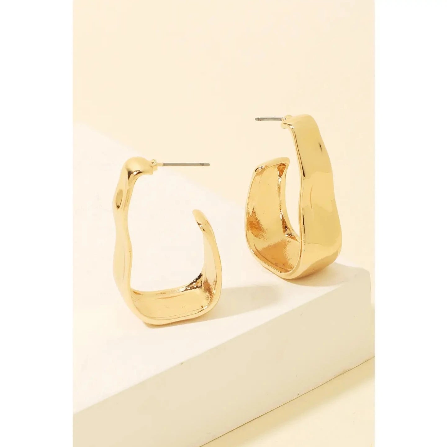 Warped Metallic Rectangle Hoop Earrings - J. Cole ShoesANARCHY STREETWarped Metallic Rectangle Hoop Earrings